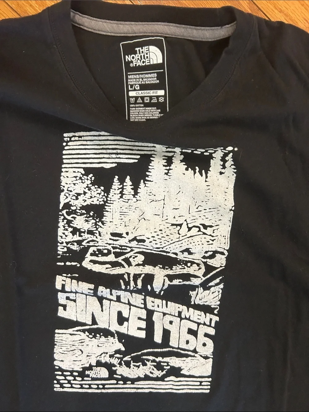 The North Face Black Short Sleeve Tee with White Outdoor Graphic